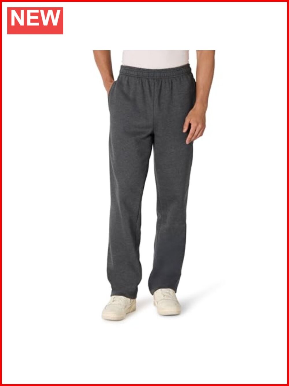 Relaxed Straight Leg Fleece Sweatpants 32 Inseam Elastic Waist Lounge